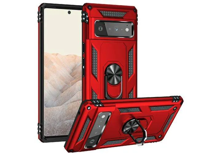 Google Pixel 6 Pro - Military Hybrid cover m/Kickstand - Rød