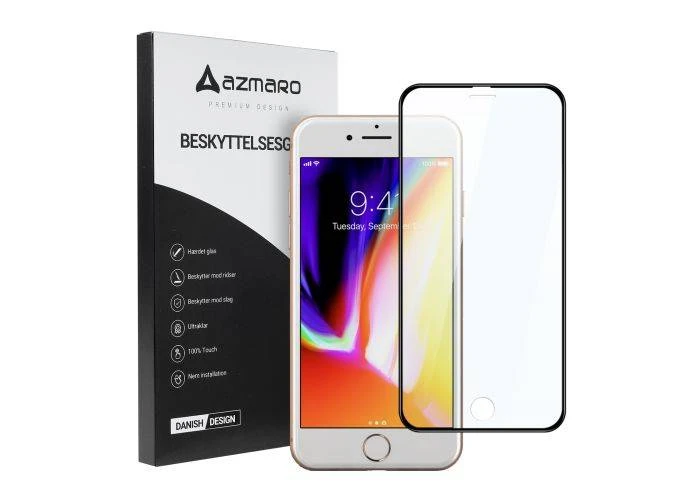 iPhone 8/7/6s/6 - Azmaro Premium hærdet beskyttelsesglas - Komplet dækning