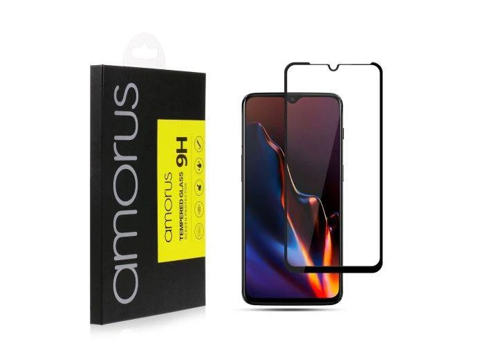 OnePlus 6T - AMORUS beskyttelsesglas m/komplet dækning - Sort
