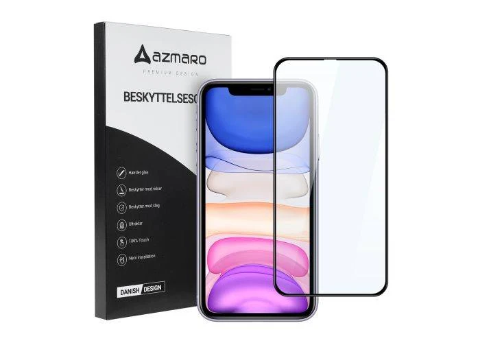 iPhone 11 Pro Max/XS Max - Azmaro Premium hærdet beskyttelsesglas - Komplet dækning