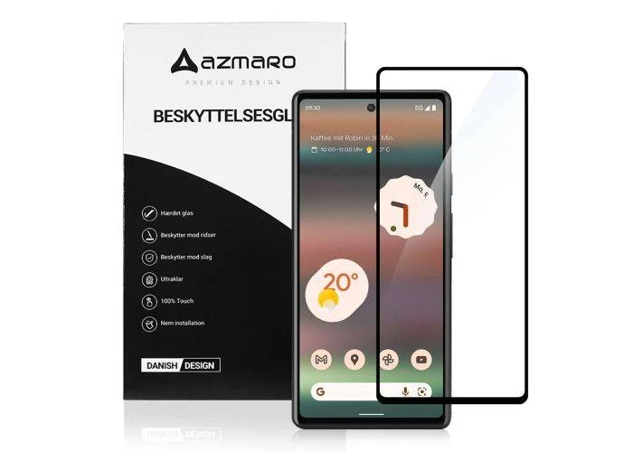 Google Pixel 6a - Azmaro Premium hærdet beskyttelsesglas - Komplet dækning