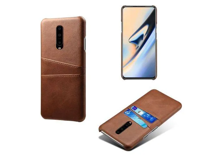 OnePlus 7 Pro - Læder Hard cover m/kortslots - Brun