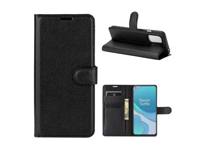OnePlus 8T - Læder cover / pung - Sort