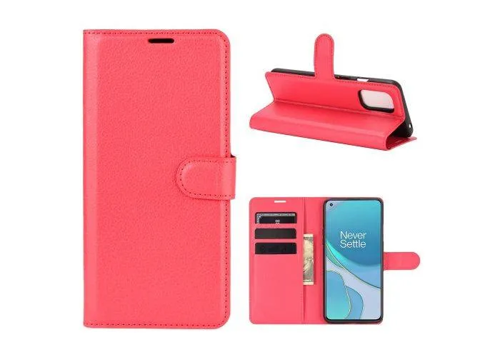 OnePlus 8T - Læder cover / pung - Rød