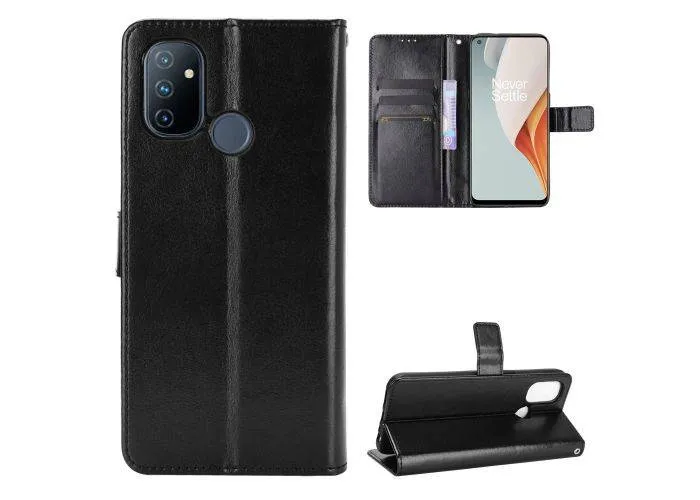 OnePlus Nord N100 5G - Læder cover / pung - Sort