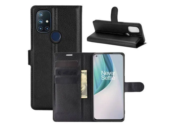 OnePlus Nord N10 5G - Læder cover / pung - Sort