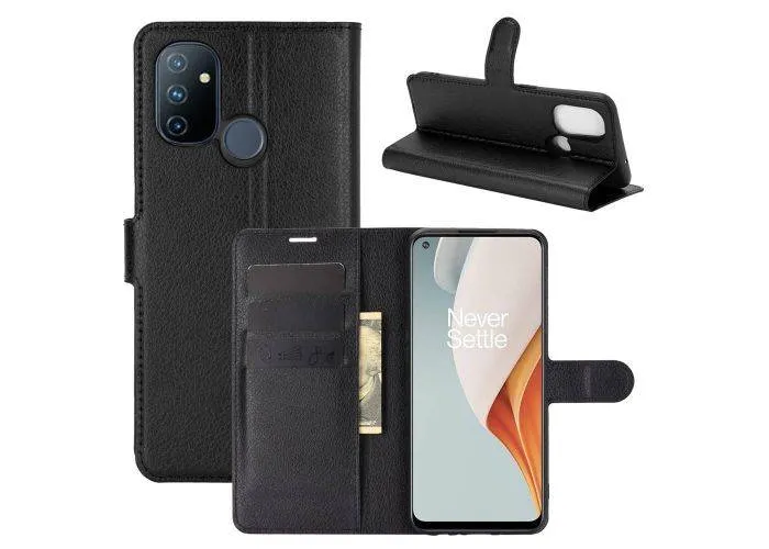 OnePlus Nord N100 - Læder cover / pung - Sort