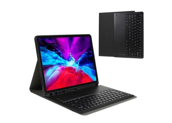 iPad Pro 12.9 (2020/2018) - Bluetooth/trådløs Tastatur ENGELSK layout m/aftagelig cover - Sort