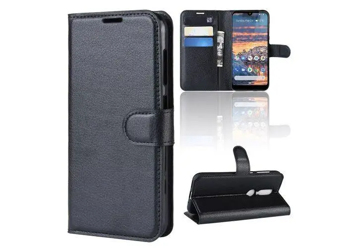 Nokia 4.2 - Læder cover / pung - Sort