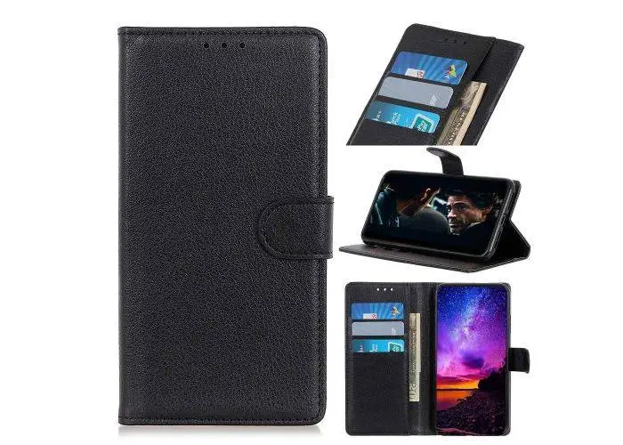 Nokia 3.2 - Læder flip cover / pung - Sort