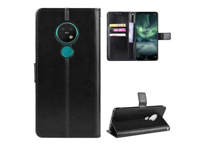 Nokia 6.2 / 7.2 - Læder cover / pung - Sort