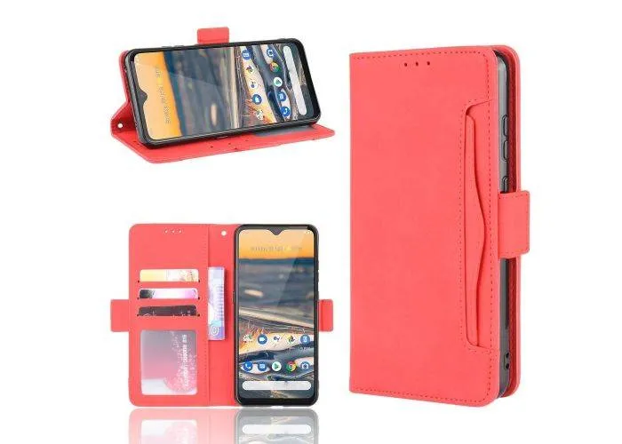 Nokia 5.3 - Læder cover / pung - Aftagelig udvendig kortholder - Rød