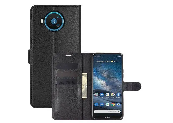Nokia 8.3 5G - Læder cover / pung - Sort