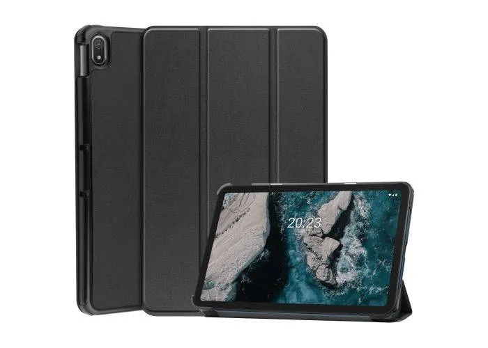 Nokia T20 - Læder Tri-Fold cover - Sort