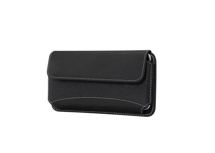 Universal læder bæltetaske til iphone/smartphone - Str. 18 x 9 cm - Sort