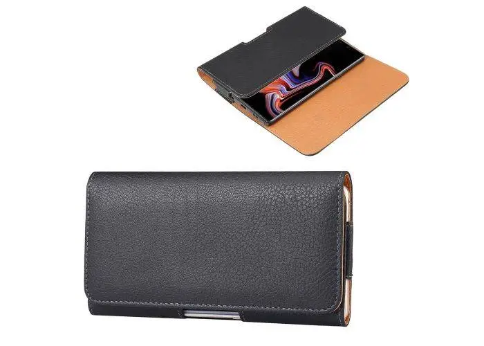 Universal læder bælte Taske / Etui - Str. 168*80mm. - til iPhone / smartphone - Sort