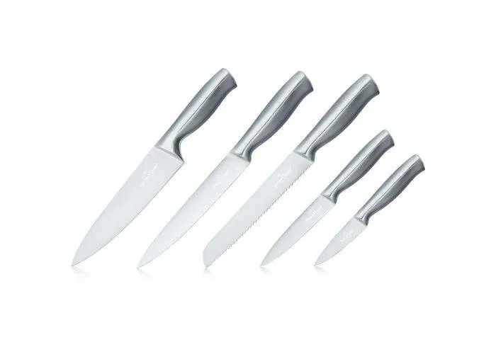 Swiss Haus - Knivsæt i 5 dele - Safir Keramisk Belægning - Z. Glacier Collection - Rustfrit stål