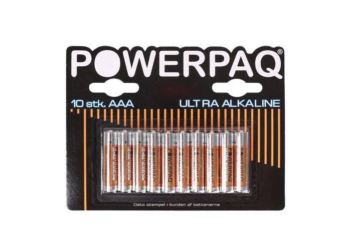 Powerpaq Ultra Alkaline AAA batteri - 10 stk.