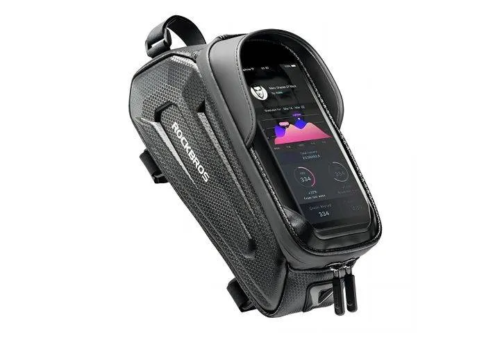 Rockbros  cykeltaske med smartphone holder til stel - Sort