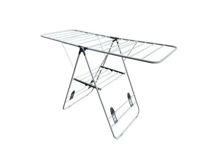 RACK Wing - Tørrestativ i aluminium - Foldbart design - med skohylde - Grå/hvid