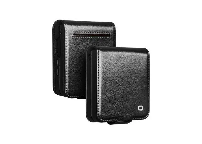 Samsung Galaxy Z Flip7 - QIALINO Classic Flip ægte læder cover - Sort