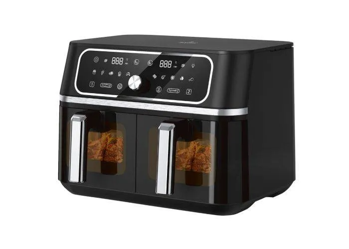 Swiss Haus - Dobbelt Airfryer 2x 4.5L / 3100W - Digital display - Basel Premium - Sort