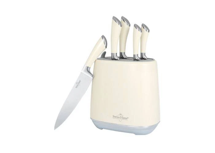 Swiss Haus - Knivsæt i 6 dele - Safir Keramisk Belægning - Lake Geneva - Creme