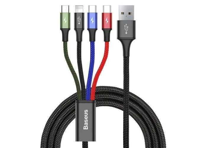 BASEUS 4-i-1 kabel - 2x USB-C /Lightning/MikroUSB - 1.2m