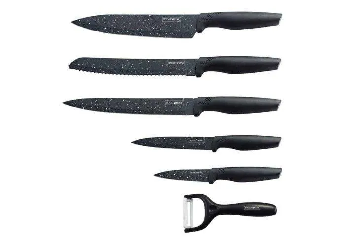 Royalty Line Knivsæt i 6 dele - Non-Stick marmor belægning - Sort