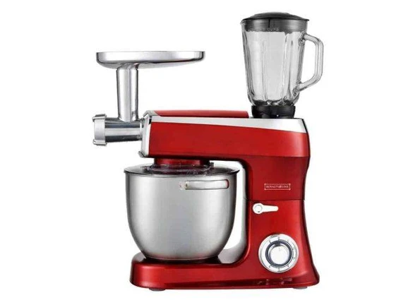 Royalty Line 3-i-1 Køkkenmaskine 2100W / 7.5L Hakker/Blender/Røre - Rød