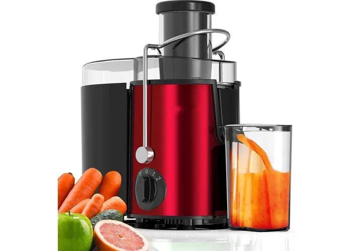 Royalty Line Slowjuicer 700W / 2 Hastigheder - Med Juicebeholder - Rød/sort