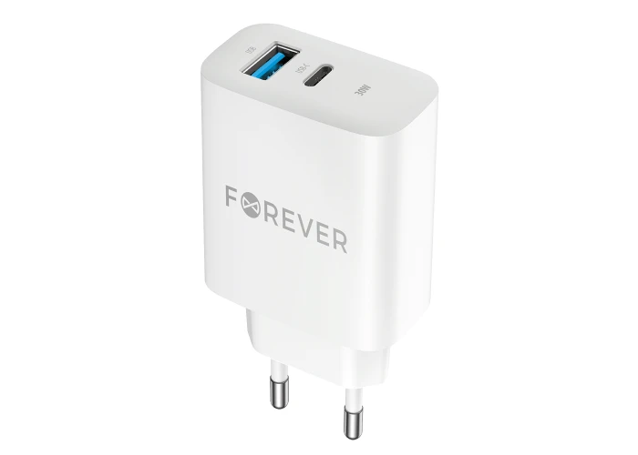 Dual USB HURTIG oplader / adapter - 1 x USB-A 18W / 1 x USB-C 30W
