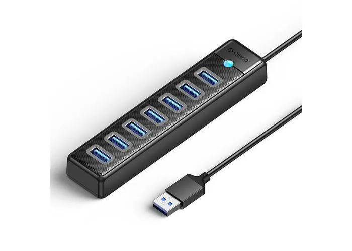 ORICO USB oplader HUB med 7 porte - 5Gbps - 1 meter - Sort