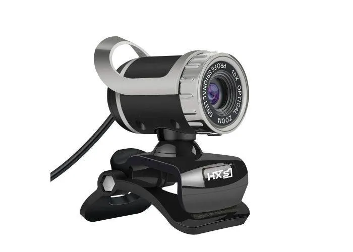 Webcam / kamera med USB kabel - 360 Grader roterbar - Indbygget mikrofon - Sort