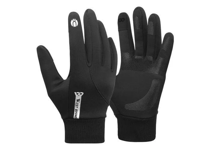 WEST BIKING Thermo fleece sport / cykelhandsker - Str. M - Sort