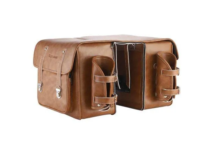 WEST BIKING Læder cykeltaske / Pannier 20L - Til baghjul - Brun
