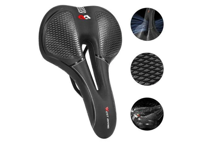 West Biking - Shockproof Cykelsadel med Airflow - Sort