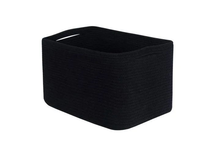 Opbevaringskurv / Vasketøjskurv i Bomuldsreb - 38x25.4x25.4cm - Sort