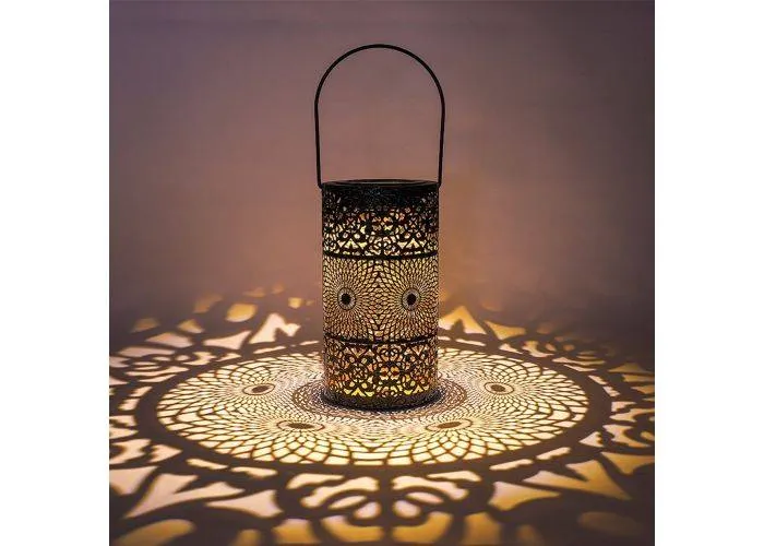 Solcelle lanternelampe i jern - Art deco design - Sort