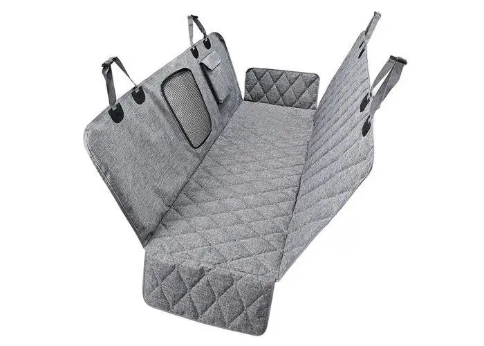 Hundetæppe / cover til bilsæde 137x147 cm - med ventilationsvindue - Grå