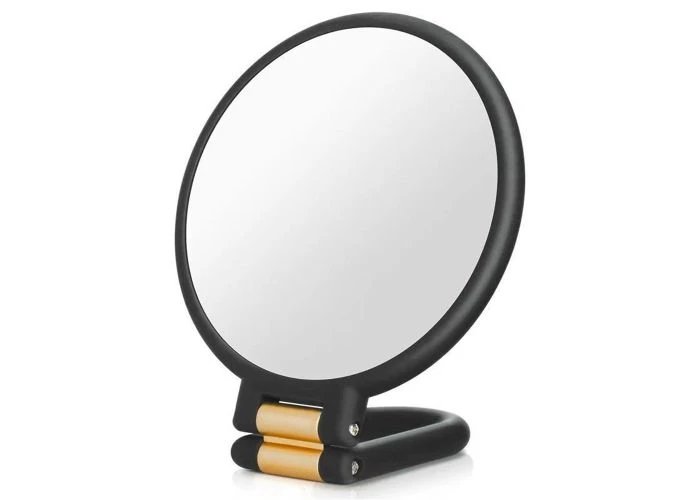 Dobbeltsidet transportabel Makeup spejl med 10x Zoom - Sort