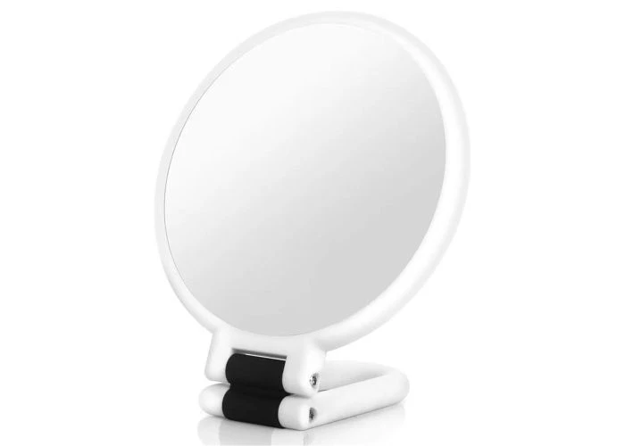 Dobbeltsidet transportabel Makeup spejl med 10x Zoom - Hvid