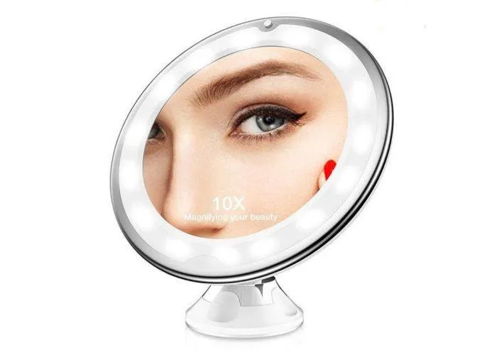 Make Up spejl med LED lys 8"/ø23cm - 10X forstørrelse