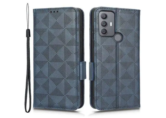 TCL 30 SE/30E / 305/306 - Triangle læder cover med aftagelig strop - Blå