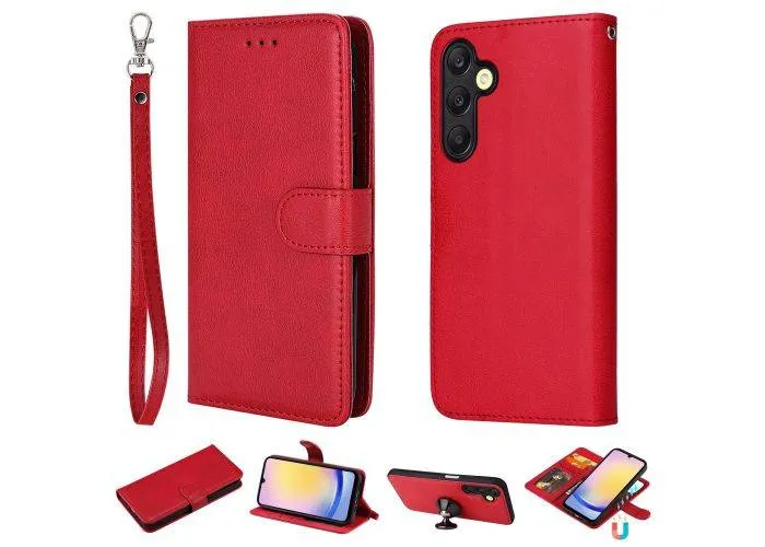 Samsung Galaxy A25 5G - KT3 series 2-i-1 læder cover - Aftagelig holder - Rød