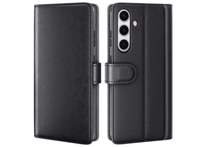 Samsung Galaxy S24 FE - Ægte læder cover / pung - Sort