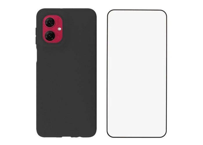 Motorola G55 5G - MS Series Gummi cover inkl. Hærdet beskyttelsesglas - Sort