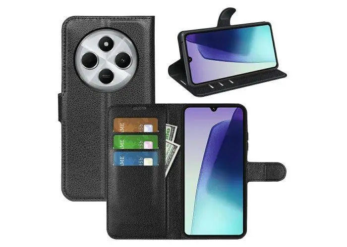 Xiaomi Redmi 14C - Læder cover / pung - Sort