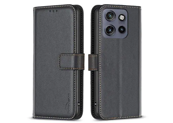 Motorola Edge 50 Neo 5G - BINFEN læder cover / pung - Sort