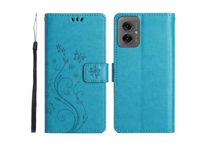 Motorola Moto G55 5G - Læder cover med aftagelig strop - Blå